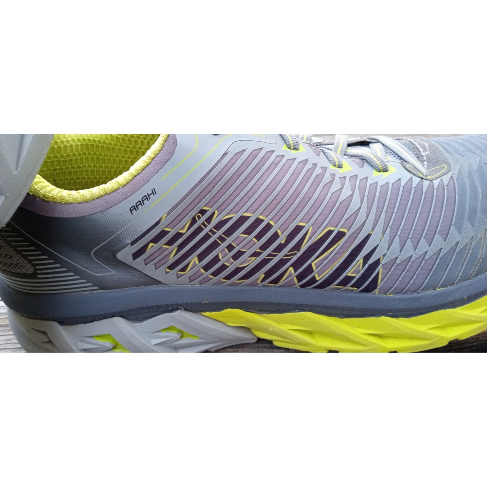 Hoka One One Arahi Running Shoes Mens 11.5 M Grey Lime Green Visibility 1016258